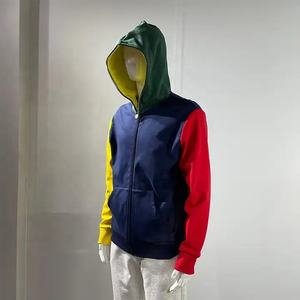 Venta al por mayor de los hombres de peso pesado de cara completa Zip Hoodie sudadera de lana de gran tamaño con el logotipo de diamantes de imitación bordado para el invierno - Product Image 3