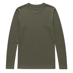 T-shirt pour femme en coton biologique de luxe vert forêt, col rond, manches longues, pré-rétréci, certifié GOTS, coupe classique, doux et premium - Product Image 1