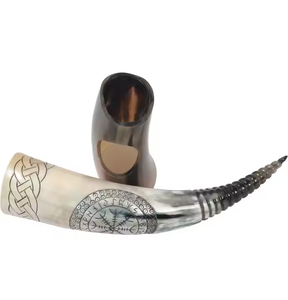 Corne à boire de haute qualité, faite à la main, polie, durable, avec support, 100% corne naturelle, corne de vache viking médiévale, en provenance d'Inde - Product Image 6