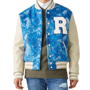 Veste universitaire slim à capuche pour homme, col mandarin, manches en laine, séchage rapide, nouvelle collection hiver 2026, qualité supérieure, vente en gros OEM - Product Image 2