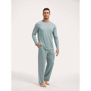   Conjunto de Pijama Largo Premium para Hombre, Talla XL, Ropa Casual para el Hogar, Bambú Nightflow, Satén Suave, Tejido de Algodón para Primavera, Verano e Invierno - Product Image 1