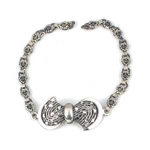925 Sterling <b>Silver</b> Oxidized Ribbon Bracelet <b>Pen</b>-Style Fine Charm Accessory - Product Image 1