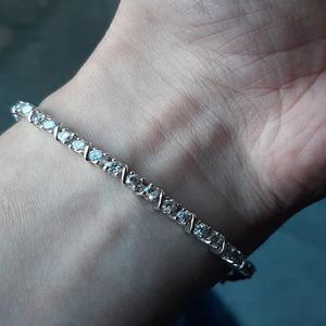 Pulsera de Tenis de Plata de Ley 925 al por Mayor con Circonita Tallada, Chapada en Oro, Diseño Moderno y Elegante, Regalos para Compromisos - Product Image 1