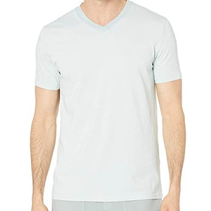 Venta al por mayor 100% algodón Camiseta de manga corta con cuello en V para hombres Opción de impresión personalizada - Product Image 4