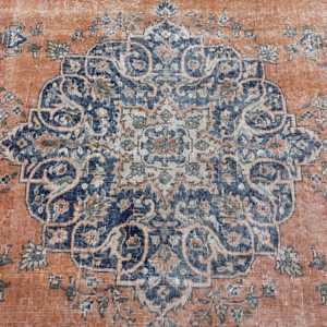 Tapis vintage, tapis de couloir 0,6x10,9 pieds, tapis à motifs floraux orange - Product Image 3