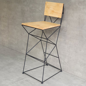 <b>Adjustable</b> Industrial High <b>Bar</b> <b>Stool</b> with Wooden Seat and Iron Frame for Farmhouse and Kitchen Use - Product Image 2