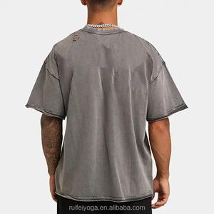 Vente en gros de vêtements T-shirt à épaules tombantes en coton 290gsm 100% personnalisé pour hommes de grande taille - Product Image 6