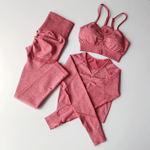 Conjunto Deportivo de 2 Piezas para Mujer, Ropa Deportiva Sexy sin Costuras, Brasier Elástico, Pantalones Cortos Deportivos de Cintura Alta, Transpirables - Product Image 1