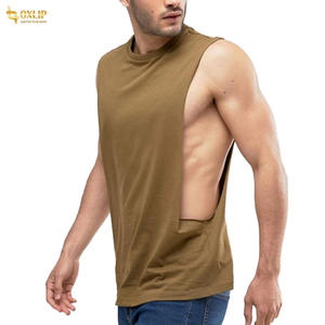 Camiseta sin mangas de alta calidad para hombre, ropa deportiva con logotipo personalizado, transpirable, de secado rápido, tejido de poliéster tejido ecológico - Product Image 3