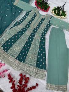 DESIGNER BRODERIE SEQUENCES TRAVAIL TOP AVEC SHARARA DUPATTA - Product Image 3
