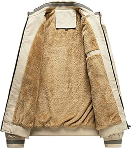 Blouson Bomber Homme Hiver Grande Taille Couleur Unie Col Montant Coupe-Vent Polyester/Coton Personnalisable – Meilleures Ventes - Product Image 6