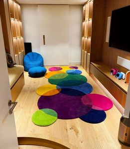 พรมขนนุ่มหลากสีสไตล์โมเดิร์นพรมขนนุ่มเนื้อหนาเนื้อแน่นดีไซน์ขี้เล่นเพื่อความทนทานทางเดินในบ้านห้องครัว - Product Image 4