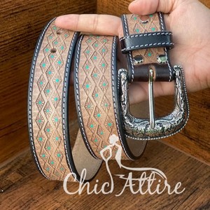 Popular Hand <b>Tooled</b> <b>Leather</b> <b>Belts</b> New Arrival <b>Leather</b> Buckle <b>Belt</b> Stylish Handmade Brown Genuine <b>Leather</b> <b>Belts</b> - Product Image 1