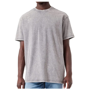 เสื้อยืดผู้ชายผ้ากรดซักเสื้อสตรีทแวร์เสื้อฮิปฮอปหิน100% ผ้าฝ้ายปรับแต่งโลโก้เสื้อยืดวินเทจโอเวอร์ไซส์ - Product Image 1