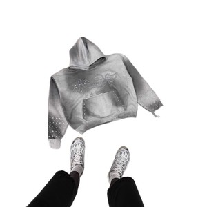 Diseño de diamantes de imitación de moda nueva sudadera con capucha para hombres y mujeres Sudadera con capucha suelta y personalizada Tendencia 2026 - Product Image 5