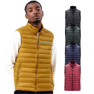 New Custom Logo Quilted <b>Sleeveless</b> Jacket Puffy Zip-up Bubble Thick Winter Warm Waistcoat Hooded 100% Polyester <b>Men's</b> <b>Vest</b> OEM - Product Image 1