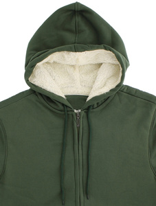 Veste de sport zippée pour homme à capuche 100% coton décontractée respirante écologique en polaire unie teinte en fil continu avec logo brodé et poches pour l'automne - Product Image 5