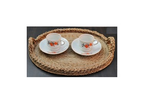 Bandeja redonda Natural de yute de caña con asa para servir, bandeja para servir de yute de calidad, elegante para uso en el hogar, Hotel, cocina - Product Image 5