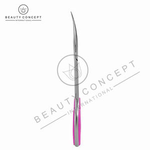 Venta al por mayor OEM logotipo personalizado profesional manicura cutícula tijeras con mango de silicona Rosa Suave bucles - Product Image 3