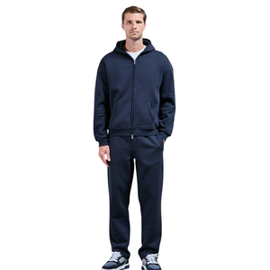 Ensemble de survêtement en molleton premium pour homme avec fermeture éclair, capuche et tissu doux, manches longues, sweat-shirt et pantalon de jogging pour un confort de haute qualité, personnalisé - Product Image 1