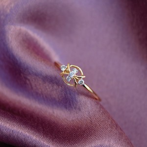 18K Solid Lightweight Dainty Yellow Gold Diamond Ring Real Gold Jewelry for Special Someone - Product Image 1