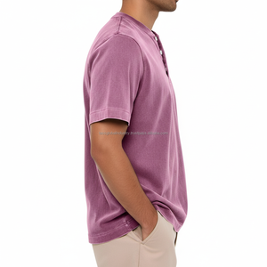 Camiseta Henley de Algodón Lavado, Corte Ajustado, Venta al Por Mayor, Pedidos al Por Mayor, OEM, Etiqueta Privada Personalizada para Hombre - Product Image 5