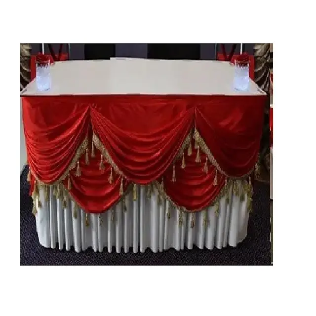 웨딩 장식 테이블 프릴 & 의자 커버 웨딩 장식 직사각형 식탁보 & 스커트 인도 웨딩 장식 테이블 의자