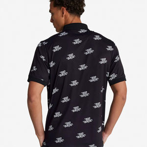 Polo noir personnalisé pour homme avec logo imprimé, motif respirant, manches courtes, col chemise - Product Image 2