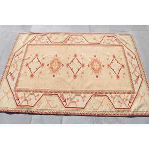 พรมวินเทจสไตล์ตุรกี ขนาด 3.9x5.6 ฟุต (118x171 ซม.) พรมขนสัตว์โมร็อกโกสีเบจ - Product Image 3