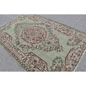 พรมตุรกีโบราณ5.7 X 8.7ft ชนเผ่าขนแกะสีน้ำตาลอมเขียวเย็บปะติดปะต่อกันพรมห้องนั่งเล่นพร้อมยางรองสำหรับวัยรุ่น - Product Image 4