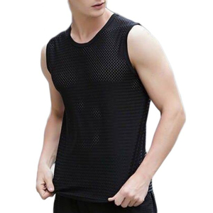 Débardeurs de sport pour hommes avec logo personnalisé, t-shirts en maille respirants, débardeurs de sport d'été, gilets en spandex et coton - Product Image 1