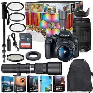 ชุดกล้องดิจิตอล DSLR พร้อมเลนส์ 18-55 มม. และ 75-300 มม. พร้อมเลนส์สำเร็จรูป 500 มม. สำหรับถ่ายภาพสัตว์ป่า เหมาะสำหรับผู้ที่ชื่นชอบการถ่ายภาพ - Product Image 1