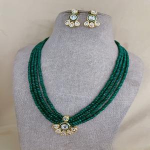 Hermoso conjunto de collar con aspecto de piedra chapada en oro de cuatro capas, pendientes para mujer, joyería de diseñador para boda y fiesta - Product Image 1