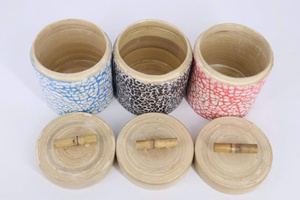Pot artisanal en bambou avec incrustation de nacre, récipient traditionnel pour bonbons, fruits secs, décoration du Nouvel An lunaire - Product Image 5