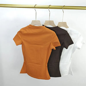 Camiseta de manga corta de moda para mujer, nueva almohadilla asimétrica para el hombro, sin tirantes decoración, diseño plisado, dulce verano - Product Image 6