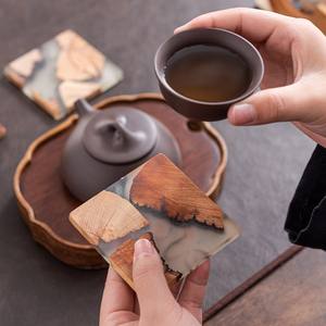 จานรองแก้วไม้อะคาเซียทำจากไม้อีพอกซีเรซินออกซี่ดีไซน์ที่เป็นเอกลักษณ์เสื่อและแผ่นรองสไตล์คลาสสิกสำหรับบ้านและปาร์ตี้สินค้ามาใหม่ - Product Image 6