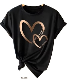 Camiseta Casual de Moda para Mujer 2026, Camiseta con Estampado Gráfico de Amor en Acuarela, Camiseta de Verano con Estampado Dulce - Product Image 1