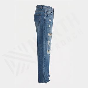 Jean en denim uni d'hiver de couleur personnalisée élégant, streetwear, coupe décontractée, droit, respirant, pantalon pour homme de qualité supérieure - Product Image 3