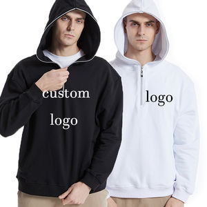 เสื้อฮู้ดดี้แบบ unisex คุณภาพสูง ผ้าฝ้าย 100% แบบซิปครึ่งตัวสำหรับผู้ชาย ประดับด้วยคริสตัลเต็มตัว พิมพ์ลายนูน 3 มิติ หนานุ่ม เหมาะสำหรับฤดูหนาว - Product Image 1