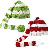 Gorro de Papá Noel de algodón a rayas para Navidad - Accesorio festivo para sesiones de fotos de bebés