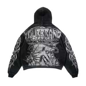 Chándal con estampado lavado ácido para ropa personalizada de estilo acampanado Unisex, traje de sudor desgastado con serigrafía 400GSM - Product Image 3