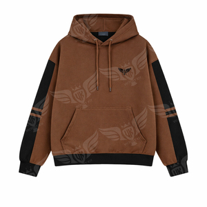 Custom 2026 Style <b>Mens</b> <b>Grey</b> Black Color Hoodie Striped Sleeve Pullover Streetwear <b>Sweatshirt</b> with Kangaroo Pocket - Product Image 3