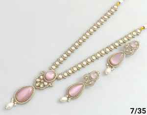 Diseñador de desgaste de la fiesta piedras antiguas joyería tradicional hermoso diseño antiguo pesado conjunto de joyas pendientes para las mujeres - Product Image 3