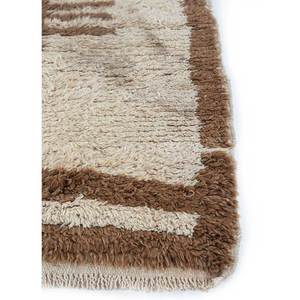 Tapis en laine noué à la main Zuri beige et marron, motif géométrique abstrait, pour salon, entrée, couloir, style puzzle rectangulaire - Product Image 4