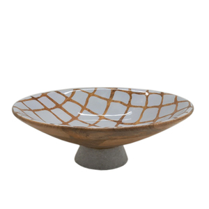 Best Seller mango Marble <b>Wood</b> Round Serving Bowl White and Brown <b>Colour</b> Luxury Design Serving Tray & Serving Plate for Kitchen - Product Image 2