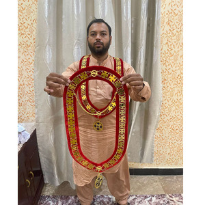 Maçonnique Regalia Royal Arche Chaîne Collier Golden Mark Master Chaîne En Métal Collier GRATUIT JEWEL Maçonnique Regalia Free Mason Red Velvet - Product Image 2