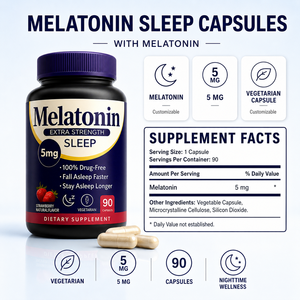 Capsules de mélatonine Bien-être nocturne Végétarien Sans sucre Compléments alimentaires Emballage personnalisé en usine Marque privée Faible MOQ - Product Image 2
