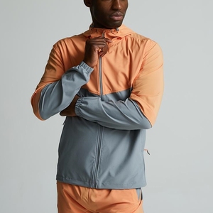 Veste active légère en polyester extensible à blocs de couleurs pour l'extérieur veste coupe-vent de sport pour hommes vente en gros - Product Image 3