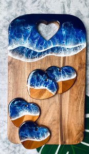 Juego artístico de posavasos de resina epoxi y madera | Posavasos redondos con patrones de resina coloridos | Posavasos de piedra de aspecto natural - Product Image 3