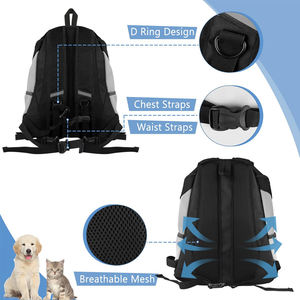 กระเป๋าด้านหน้าแบบปรับแต่งได้ระบายอากาศได้ดีพร้อมกระเป๋าเป้สะพายหลังสำหรับสุนัขเดินป่าตั้งแคมป์หรือเดินทาง - Product Image 5